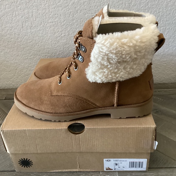 UGG Shoes - UGG® Women's Romely Heritage Lace-Up Plush-Cuff Boots, size 9